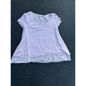 Women’s small cloud chaser pink purple layered flowy knit blouse dressy top